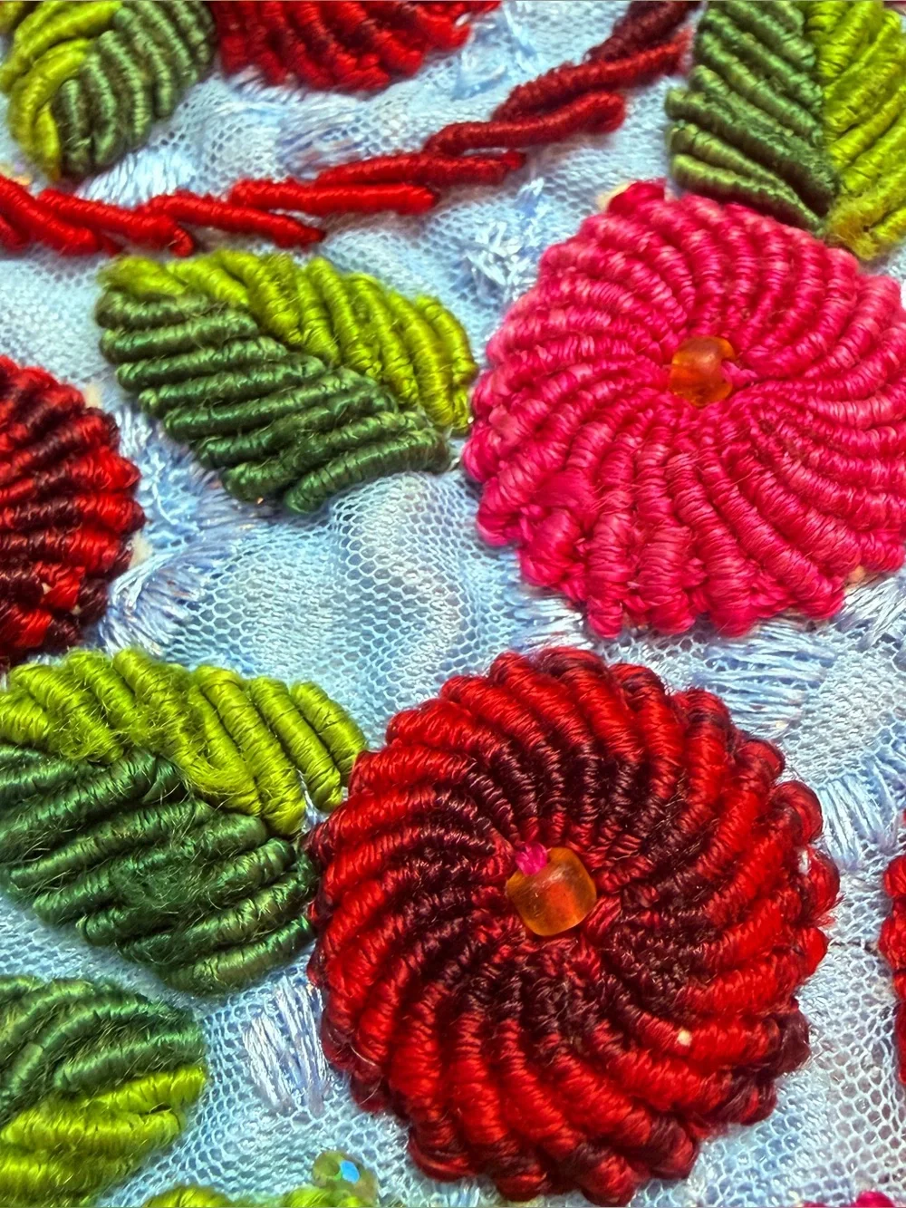 Vintage Guatemala Huipil Boho Shoulder Bag Raised Floral Embroidered Hippie
